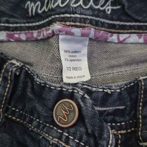 Maurices Blue Flare Wide Leg Jeans with Vintage Distressing